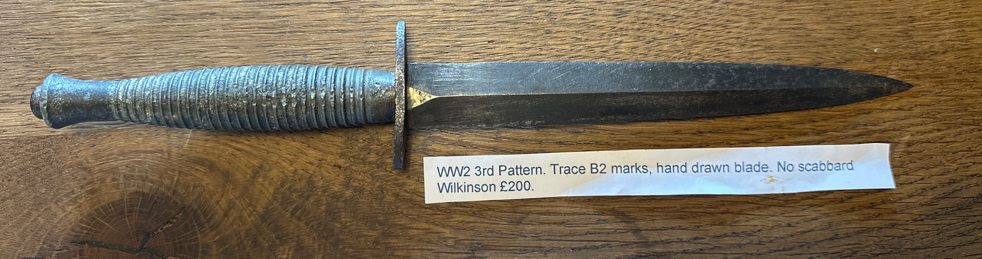 Wilkinson third pattern B2 stamped Fairbairn Sykes Commando Dagger