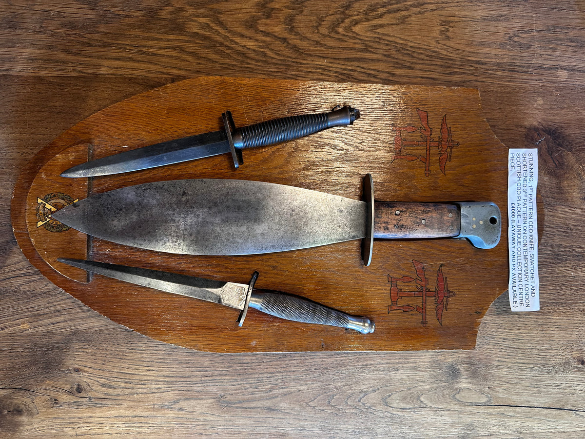 First Pattern Wilkinsons Fairbairn Sykes Commando Dagger - stunningly mounted with Smatchet and Third Pattern FS dagger