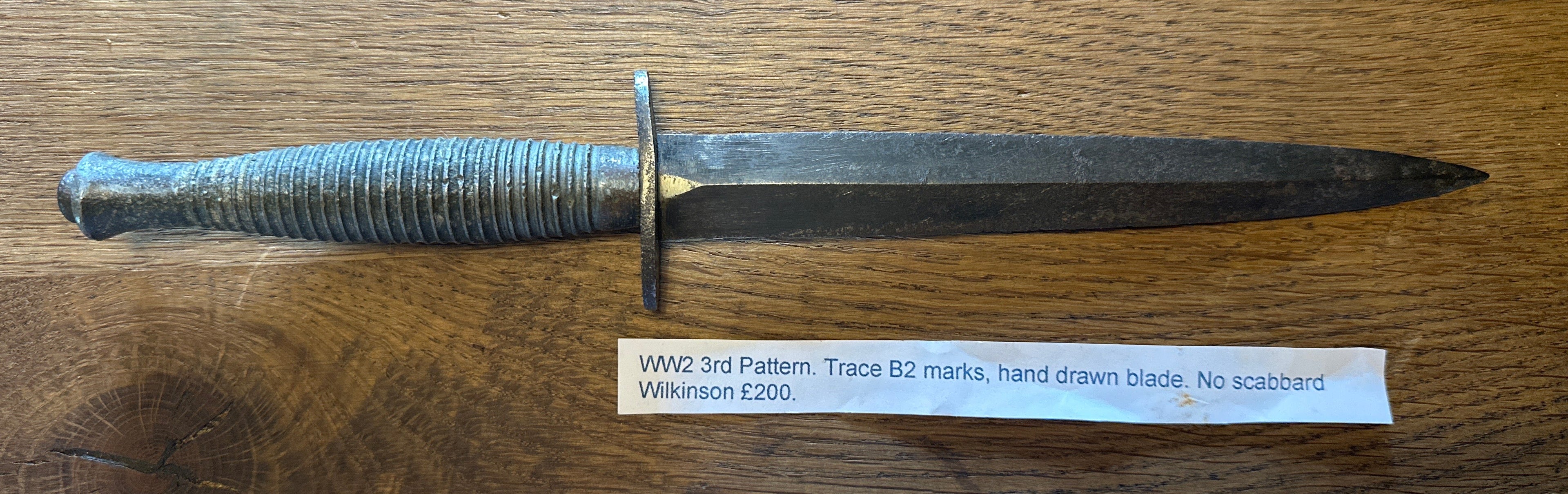Wilkinson third pattern B2 stamped Fairbairn Sykes Commando Dagger