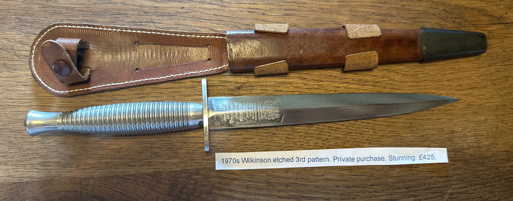 Wilkinson third pattern  etched Fairbairn Sykes Commando Dagger post war