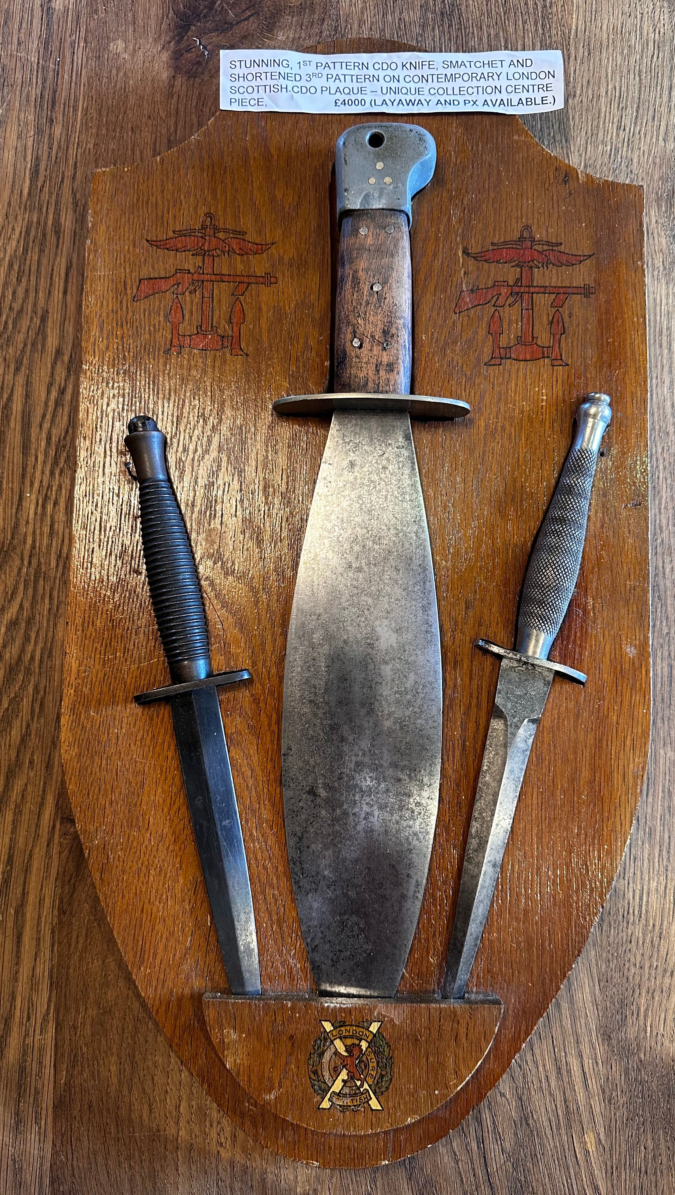 First Pattern Wilkinsons Fairbairn Sykes Commando Dagger - stunningly mounted with Smatchet and Third Pattern FS dagger