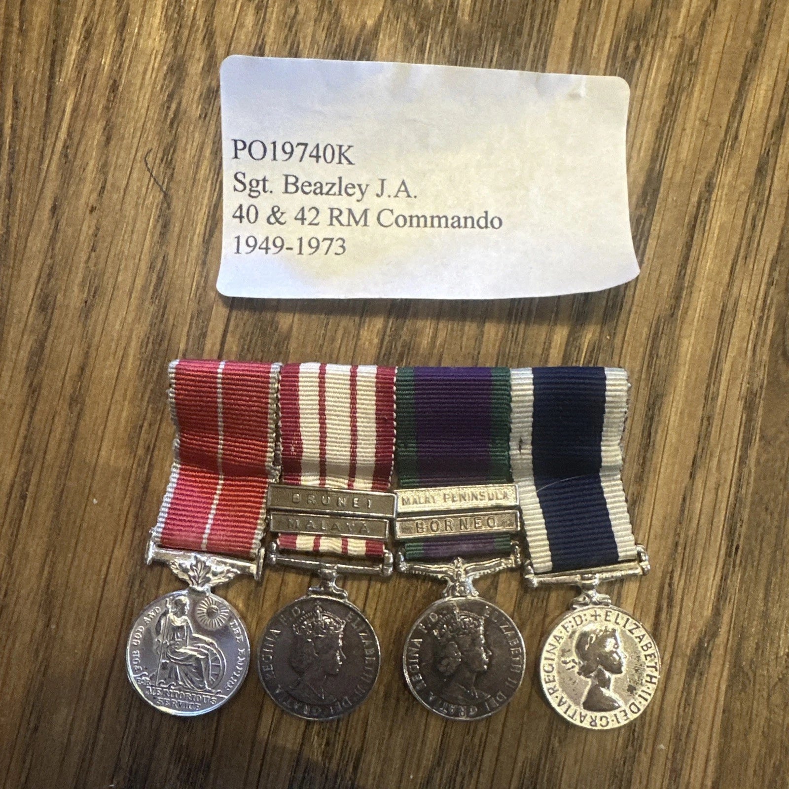 Miniature medal group Sgt JA Beazley Royal Marines Commando Medals